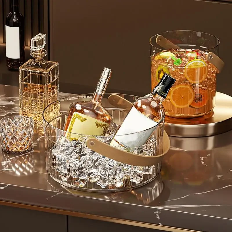 Bar Ice Bucket Portable Uncovered Beverage Beer Transparent Storage Refrigerated Ice Storage Bucket for Parties