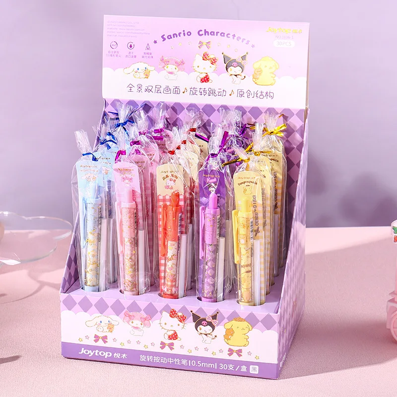

30pcs/lot Sanrio Kuromi Melody Press Gel Pen Cute 0.5mm Black Ink Signature Pens Promotional Gift Office School Supplies