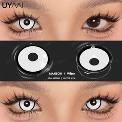 Vibrant Cosplay Halloween Contact Lenses - White, Black, & Red (White Manson)