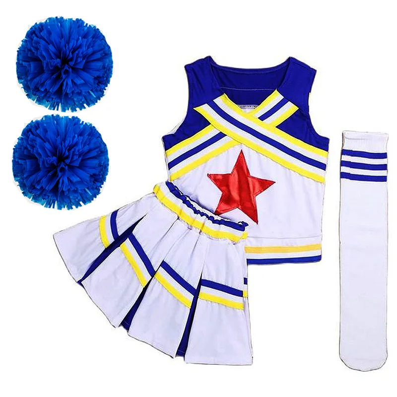 Pompoms Cheerleading Costume Women Girls Competition Red Cheerleaders School Team Uniform Class Suit For Child Dancing Costumes