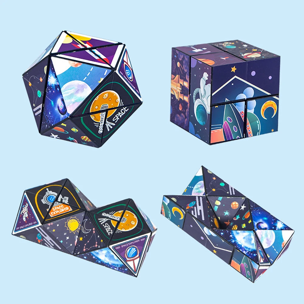 Magic Cubo Fidget Toys for Kids Geometric Changeable Magnetic Anti Stress 3D Hand Flip Puzzle Cubo Creative Boy Toys Xmas Gifts 3