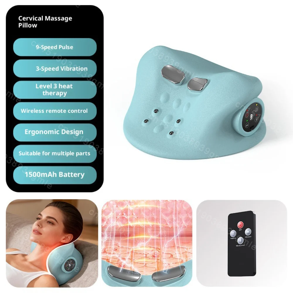 Electric Cervical Massager Neck Stretcher Chiropractic Traction Head Acupoint Massage Pillow Shouder Neck Back Massager Relax