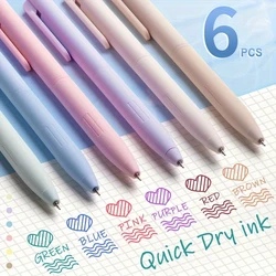Pack of 6 Retractable Pastel Gel Pens - Quick - Dry, No - Smear, Fine Point 0.5mm, Perfect (Multi - Colored)