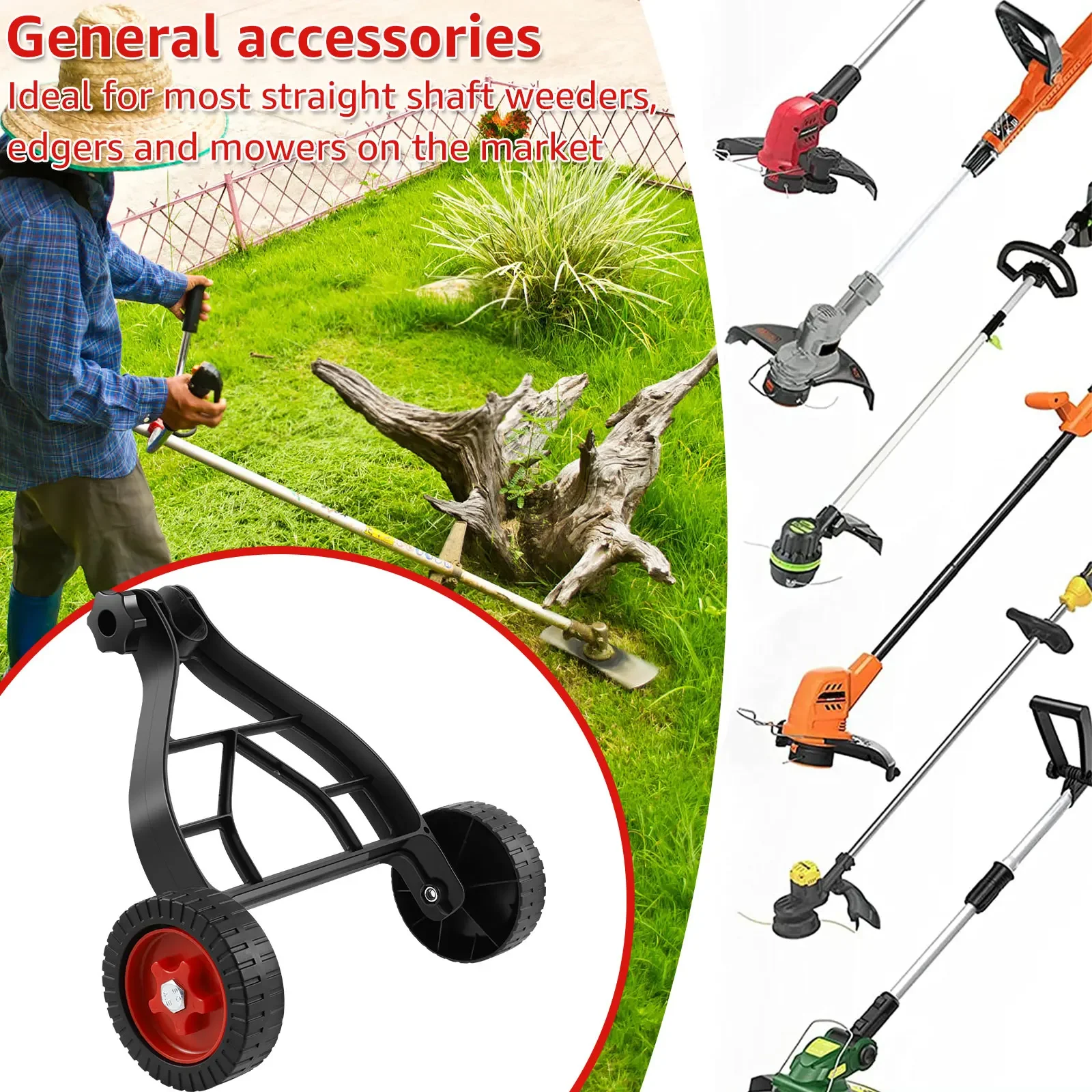 Grass Trimmer Lawn Mower Support Wheel For Weed Trimmer String Trimmer Support Wheels Attachment Wheels for Grass Eater Holder 6