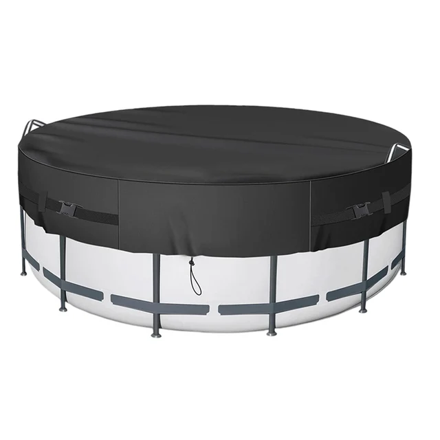 210D Oxford Cloth Round Pool Cover Suitable for 8/10/12ft Pools Shields Against Leaves Helps Retain Heat and Water 3