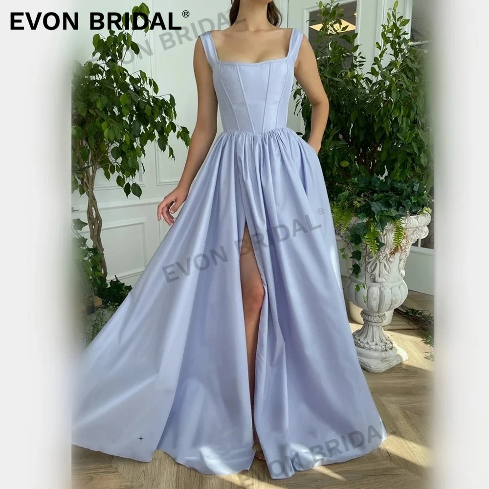 

EVON Sweetheart Spaghetti Straps A-Line Evening Dresses 2024 Satin Sleeveless Floor Length Classic Prom Dresses Robes de soirée