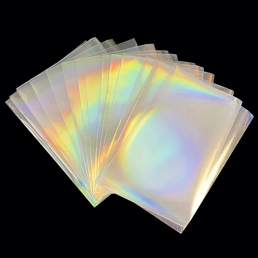 100pcs YGO PKM Photo Kpop Protector Trading Cards Shield Cover Board Games Card Sleeves Sweet Heart Foil Transparent Laser Clear playing card cover,playing card holder