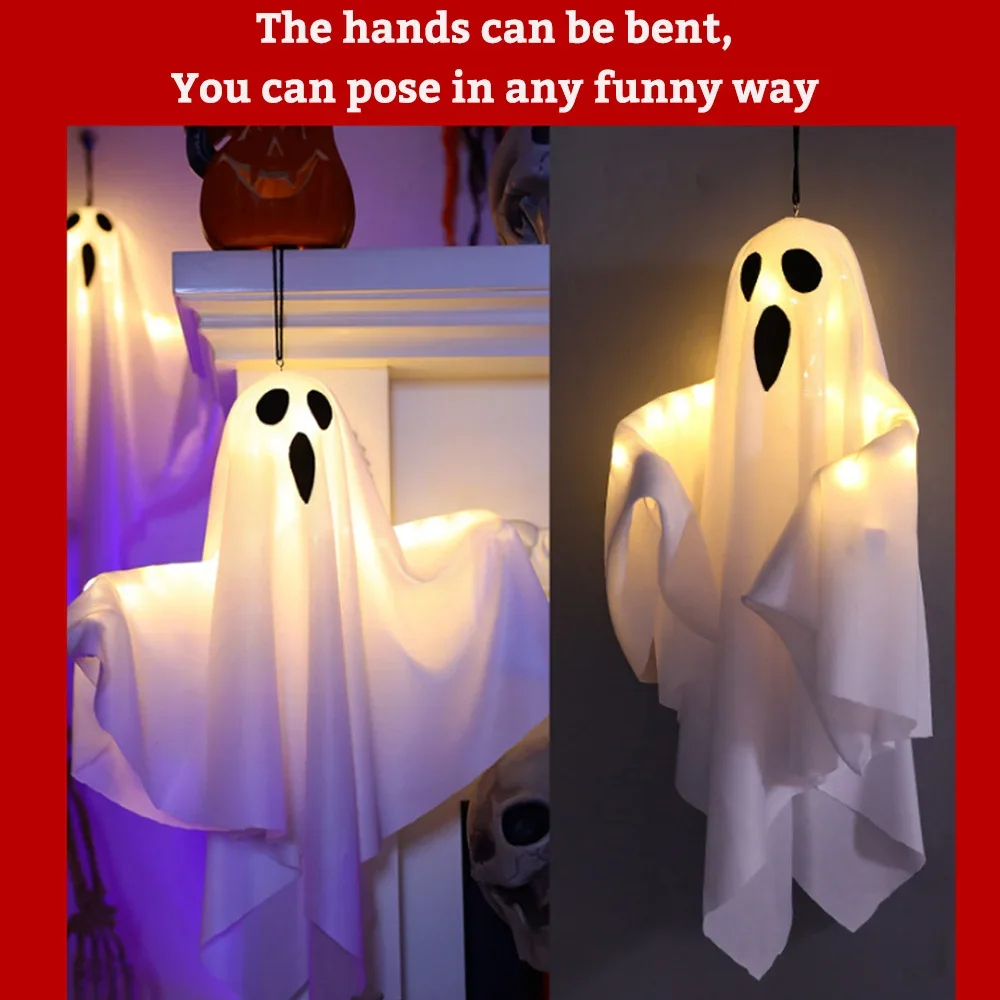 Halloween LED Glow Ghost Lights for Home Indoor Outdoor Hanging Decoration Haunted House Horror Props Bar Supplies