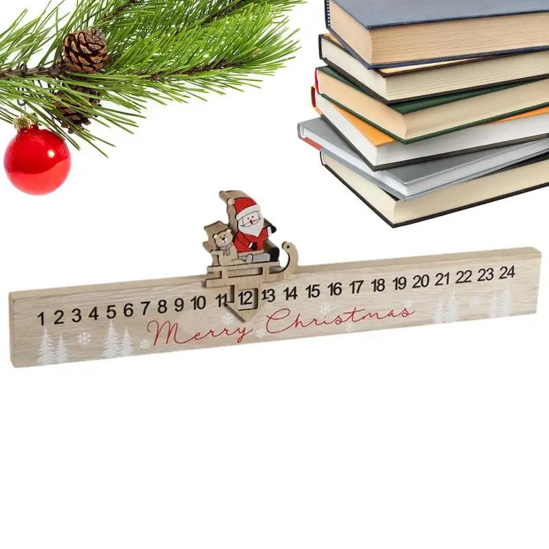 

Деревянный календарь с обратным отсчетом на Рождество, 24 дня, календарь с обратным отсчетом до Рождества, Классические праздничные украшения для украшения вашего
