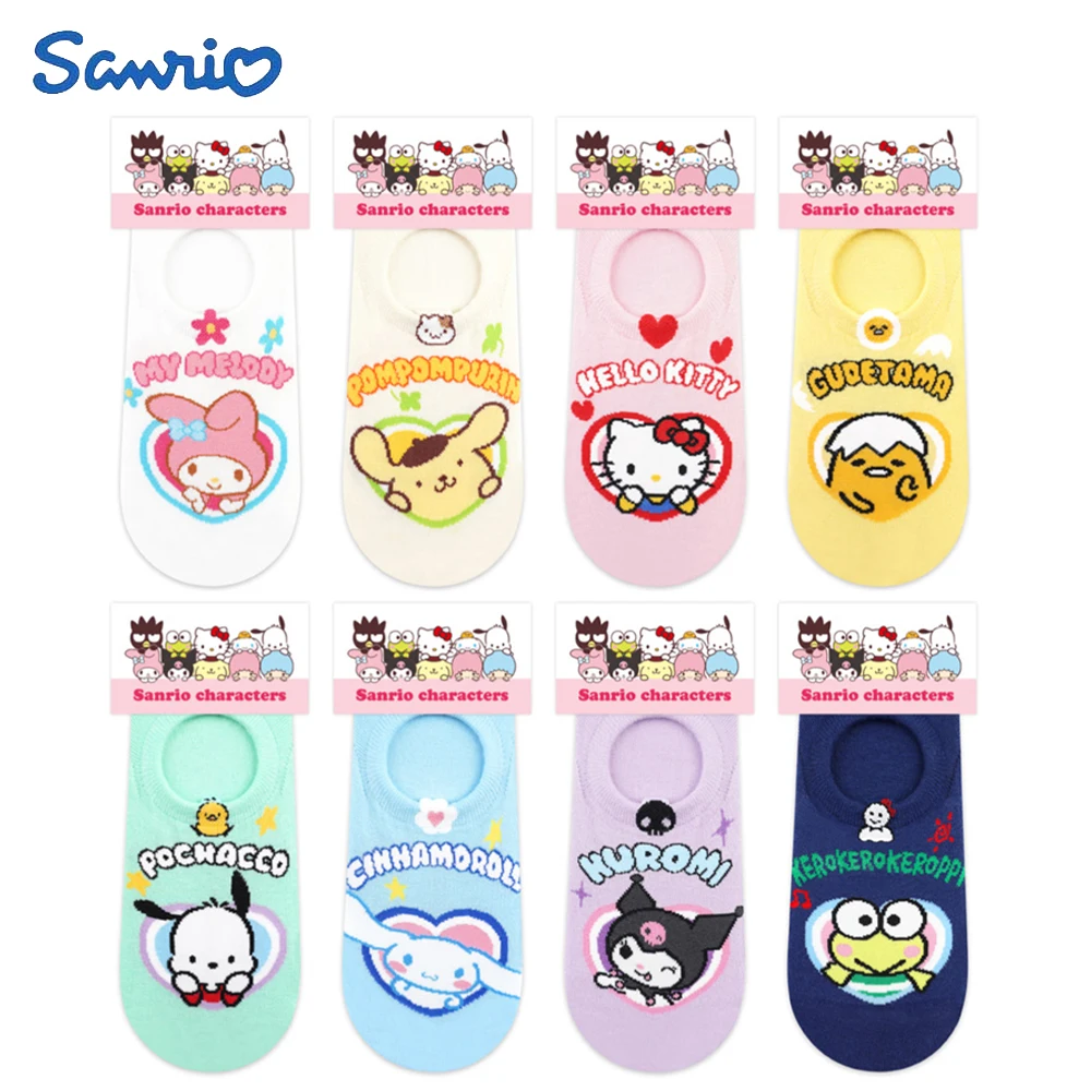 

Sanrio Cute Socks Cinnamoroll Hello Kitty My Melody Boat Socks Sweet Girl Invisible Socks Non Slip Cotton Breathable Autumn Gift