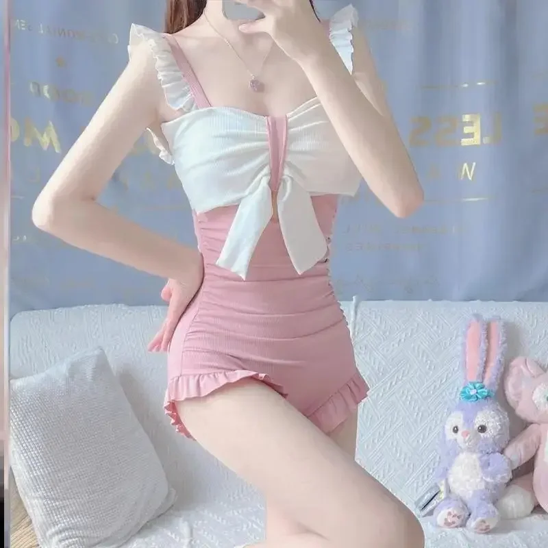 

Сексуальный слитный купальник с оборками, летний Монокини контрастных цветов в стиле пэчворк, милый облегающий купальник для девушек, пляжный купальник E540