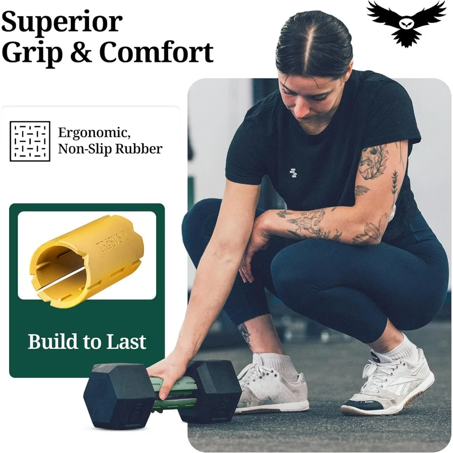 Tribus Thick Grips for Barbells Dumbbells | Thick Dumbbell Grips | Extreme Arms & Forearms Builder - Grip Strength