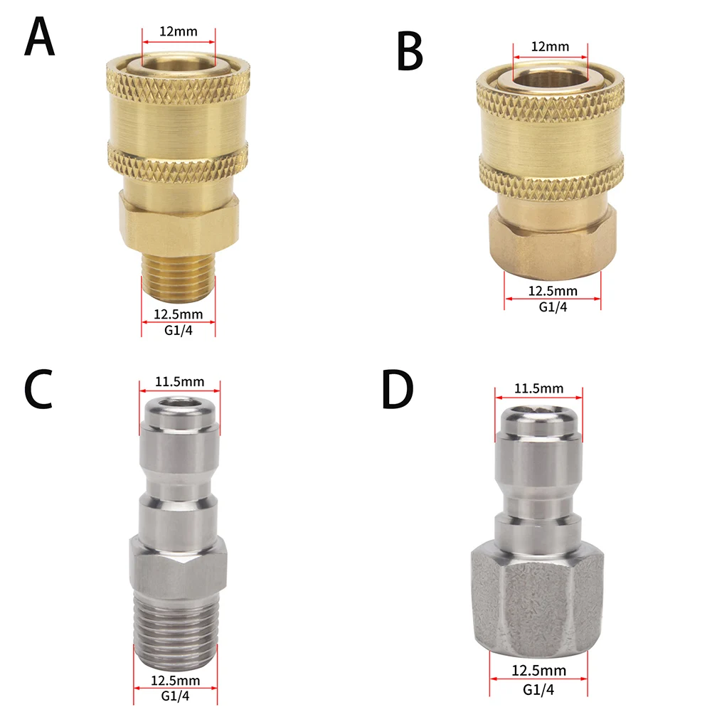 Pressure Washer Connector Coupling Quick Release Adapter 1/4" Male Fitting Connection Car Washing Garden Joints