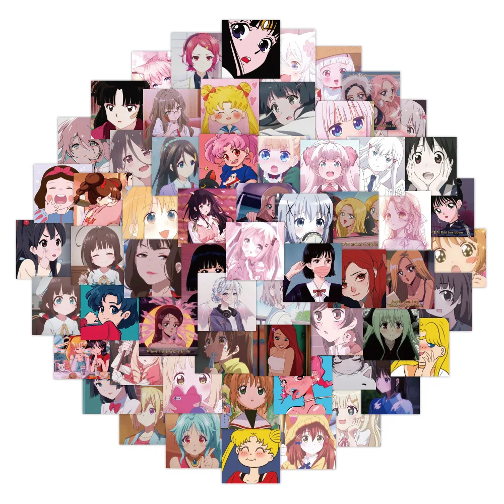 

60pcs Anime 2D Cute Female Avatar Stickers