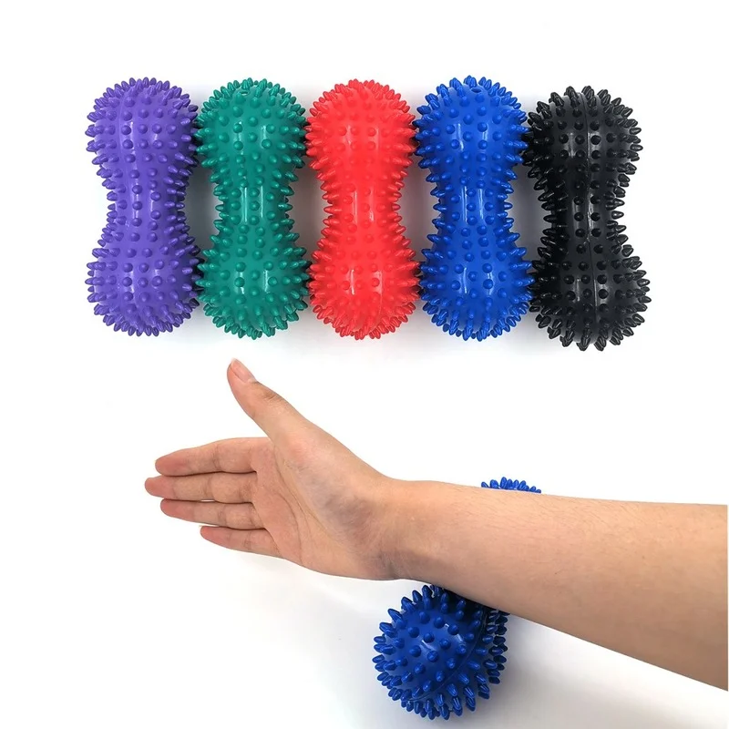 Peanut Shape Massage Yoga Sport Fitness Ball Durable PVC Stress Relief Body Hand Foot Spiky Massager Trigger Point Foot Pain peanut fascia ball muscle relaxation hand holding yoga fitness ball sole relaxation cervical spine rehabilitation