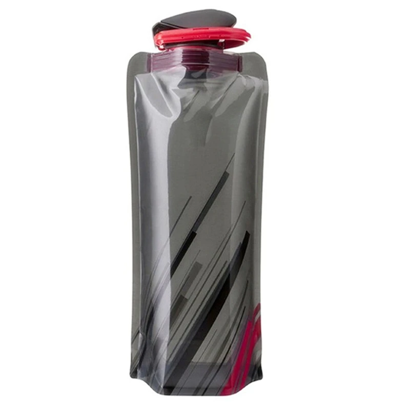 Water Bottle Foldable Flexible Reusable Travel Plastic Pouch Soft Flask Bag Carabiner Clip