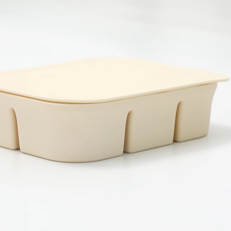 Food Grade Silicone Baby Food Storage Container Six Grids Ice Cube Tray Molds Square Snack Box with Removable Lid Kids Tableware
