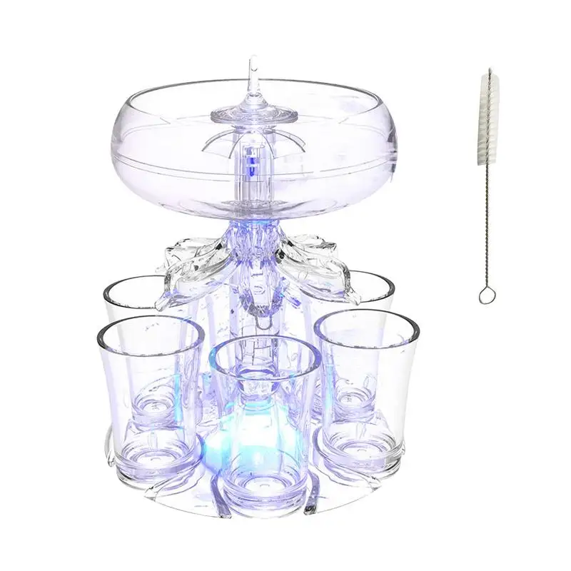 6 Shot Glass Dispenser Holder Liquor Dispenser gloowing Drinking Games Tools Party Liquor with brush bottle opener