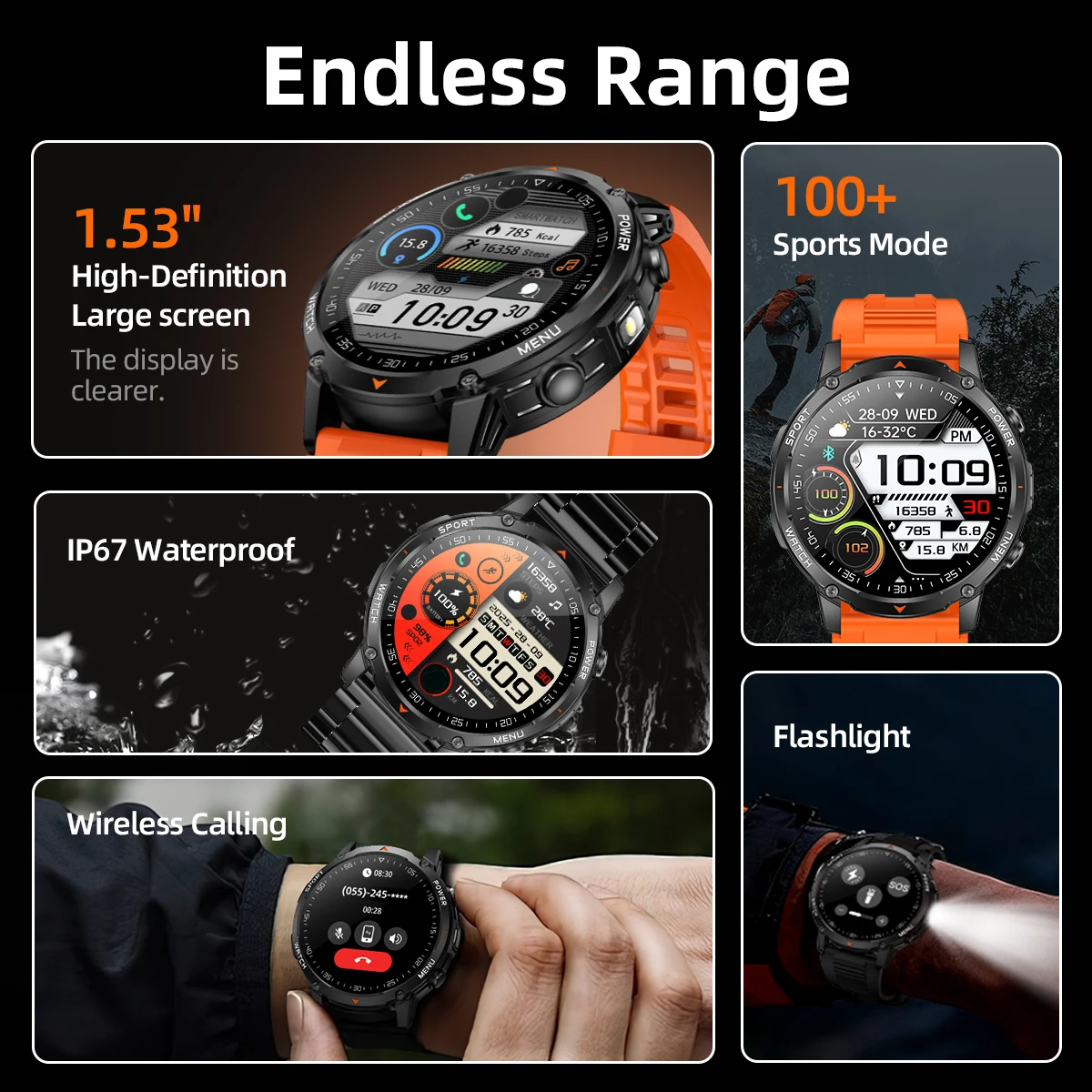 2026 New Military Smart Watch Men 1400mAh Battery 1.7-Inch AMOLED Sport GPS Track Bluetooth Call Rate Smartwatch For Android IOS 6
