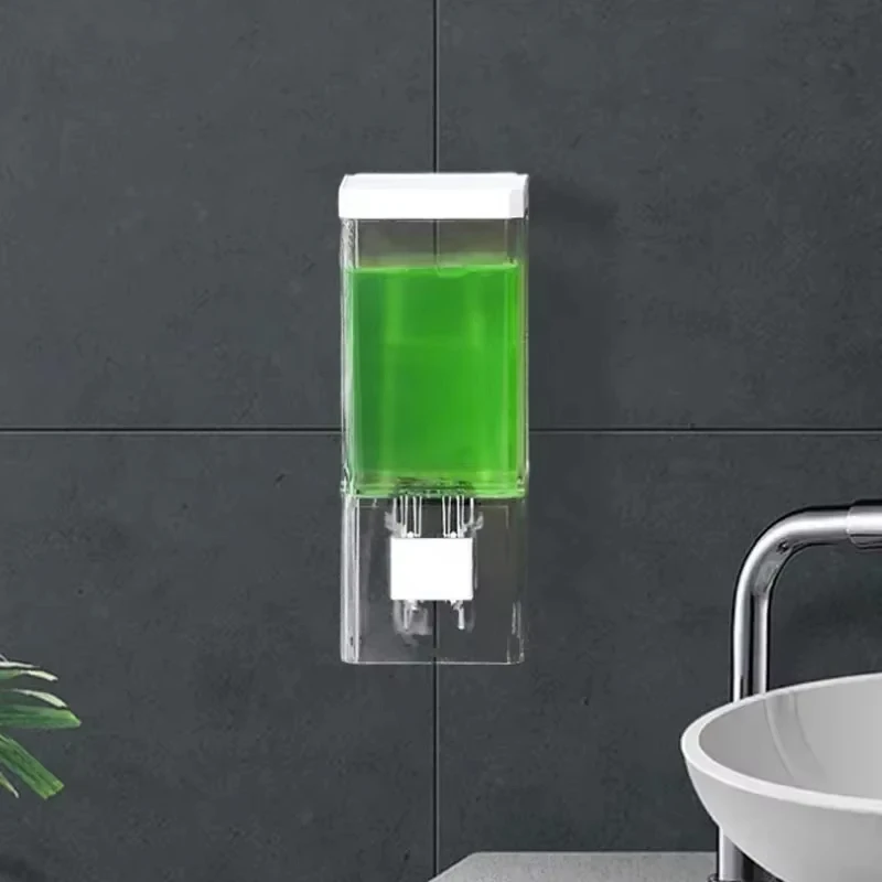 Homefish Wall Mounted Manual Press Soap Dispenser Punch-Free Traceless Installation Transparent Disinfectant Bottle for Bathroom
