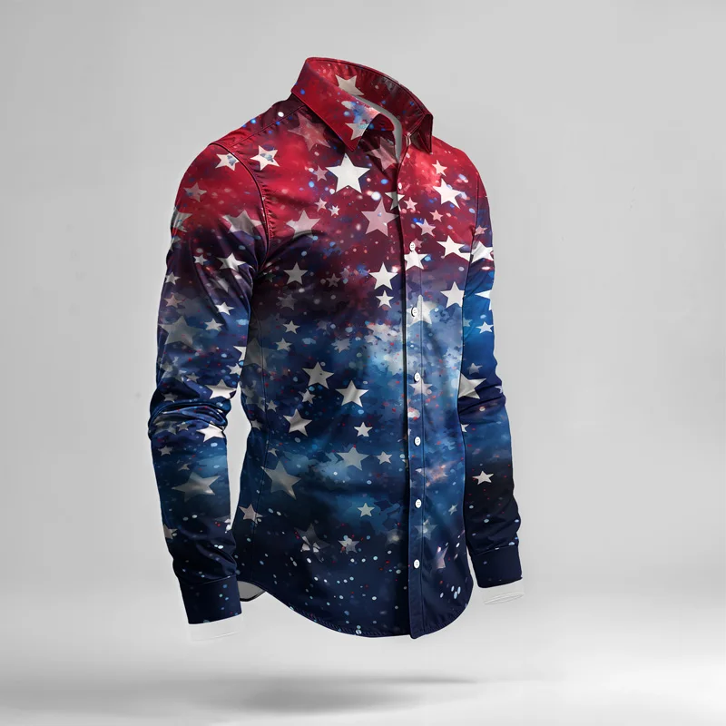2025 Spring/Summer Men's Shirt Set Brand Printed Fashionable Simple Men's Luxury Long Sleeve Set Breathable Loose Fashion_voghion.com