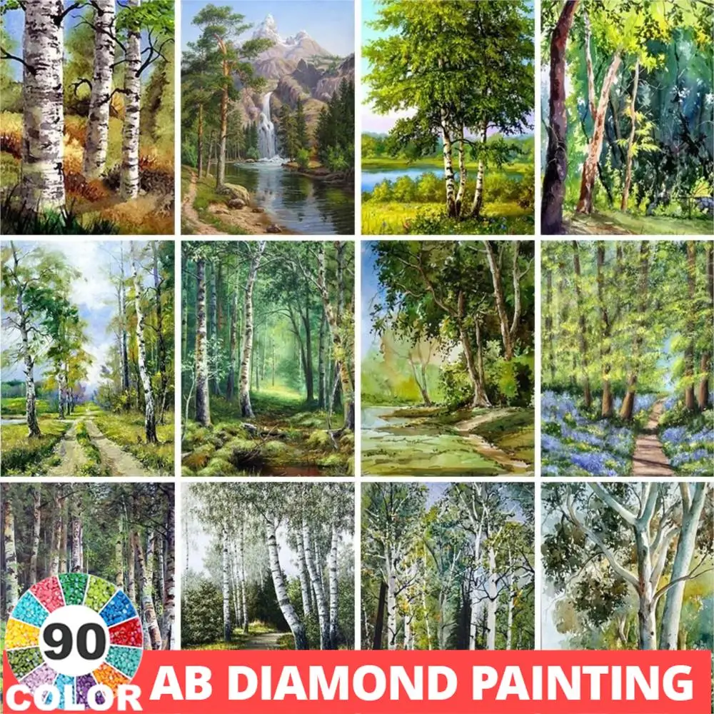 

Алмазная живопись AB 90 цветов 5D «сделай сам», Набор для вышивки крестиком с пейзажем, полноразмерная мозаика с инкрустацией, домашний декор, подарок, хобби
