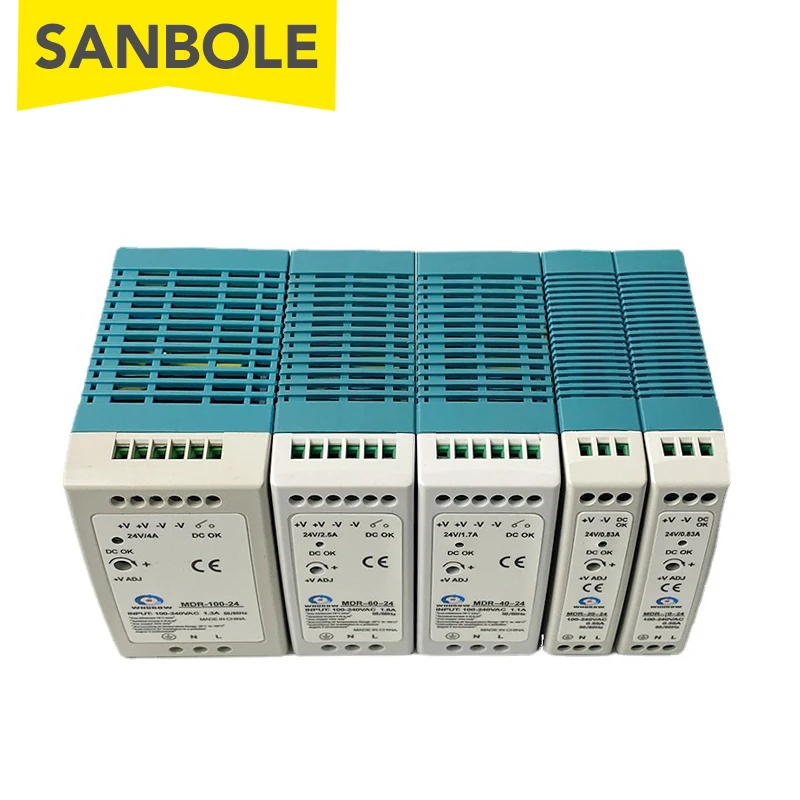 MDR-10W 20W 40W 60W 100W 단일 출력 스위칭 AC/DC 산업용 미니 Din 레일 전원 공급 장치 스위치 5V 12V 15V 24V 36V48V 소스