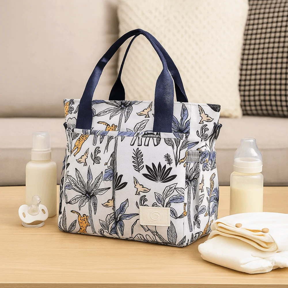 Multifunctional Printed Mommy Bag Large Capacity Wide Opening Baby Nappy Bag Waterproof Lightweight Baby Diaper Bag Outgoing