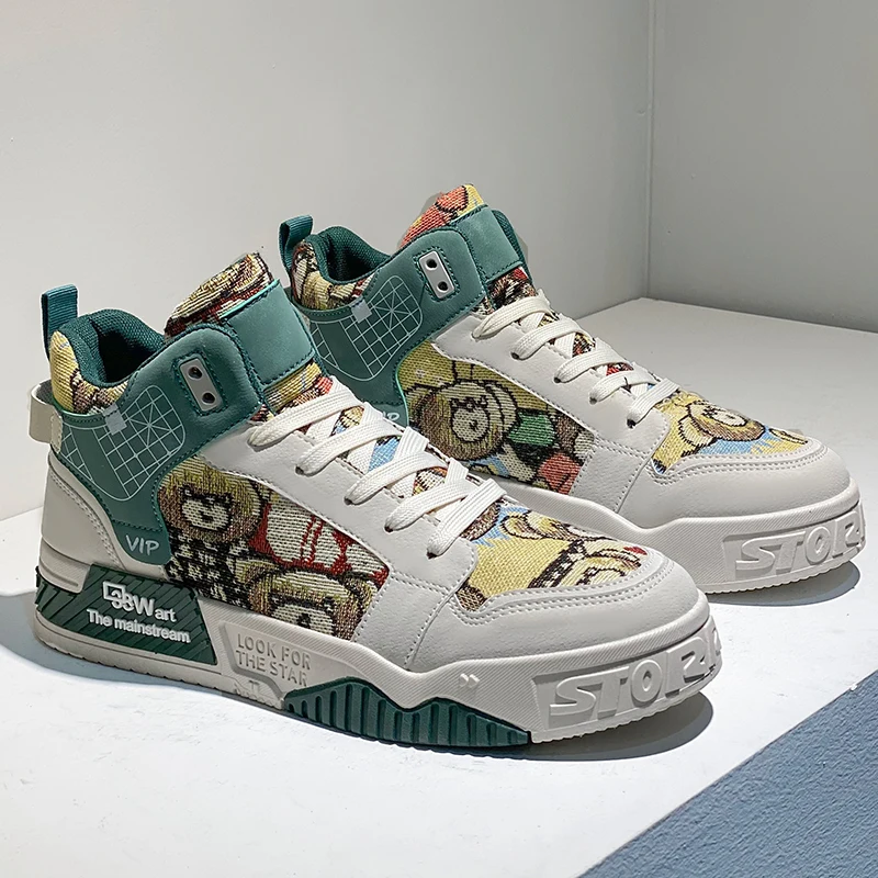 

New Men Shoes High Top Sneakers Casual Platform Leather Skateboard Fashion Designer Luxury Outdoor Sport Tennis Safety Loafers