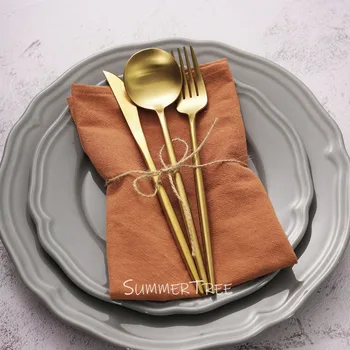 10pcs Napkins 40X40CM Plain Washed Cotton Classic Style Tea Towel Dining Placemats Home Kitchen Dinner Wedding Settings Decor 1