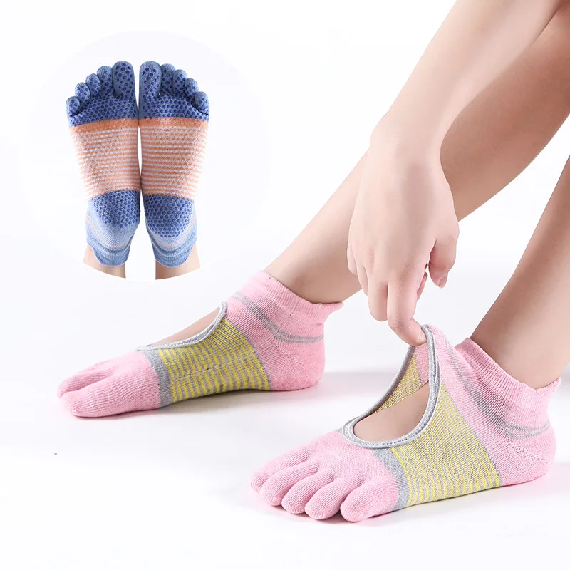 

Women Yoga Socks Cotton Non-slip Silicone Pilates Socks Ballet Dance Dance Sport Socks Gym Floor Socks Low-Ankle Five Toed Socks