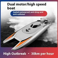 Double Motor Waterproof High-Speed Competitive Speedboat Electric Remote Control Boat Model Kids Boys Summer Outdoors Toy Gift 2