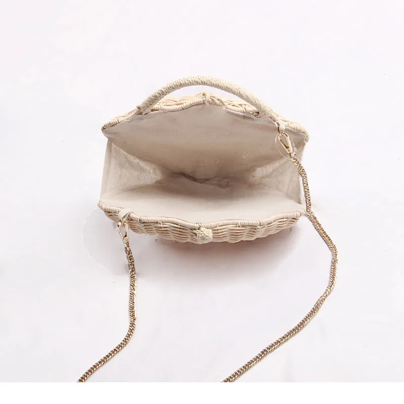 New shell chain bag Shell-shaped chain small Messenger Bag rattan woven shoulder portable beach vacation Straw bag