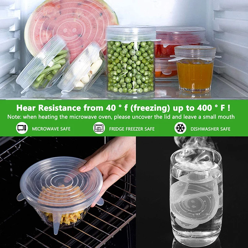 6pcss Silicone Cover Stretch Lids Reusable Universal Silicone Bowl Pot Lid Food Fresh Bowl Cover Kitchen Accessories silicone covers bowl cover silicone pot lid
