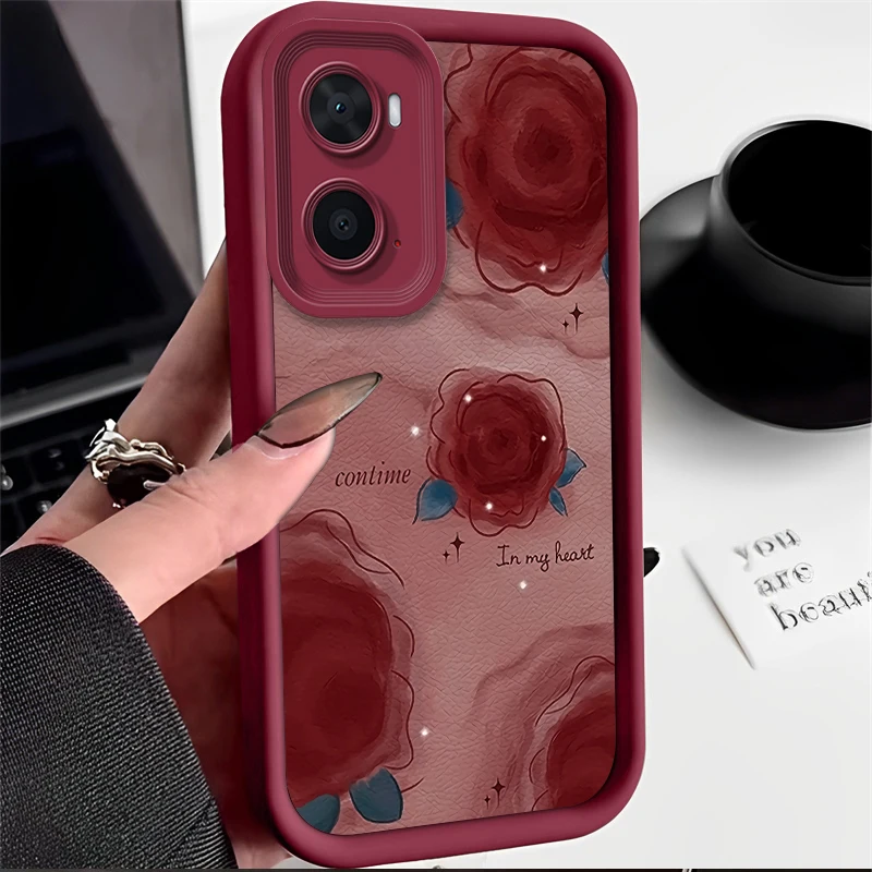 Elegant Rose Flower Silicone Phone Case – Protective Cover with Camera Protection