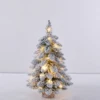 Christmas Tree Tabletop Figurine Snow Flocked with LED Lights Home Table Desk Decor Warm Christmas Gift Ornament  Artificial