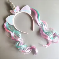 Girl Headband Kids Candy Color Sparkle Sequins Unicorn Braid Children Christmas Rainbow Hair Accessories Baby Birthday Hair Band 2