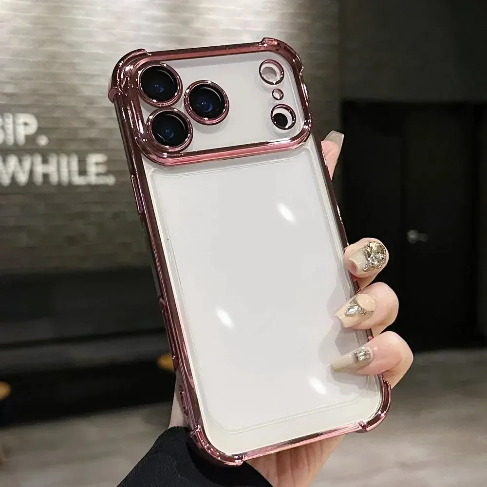 Deluxe Transparent Shockproof Phone Case with Lens Protector and Soft Bumper