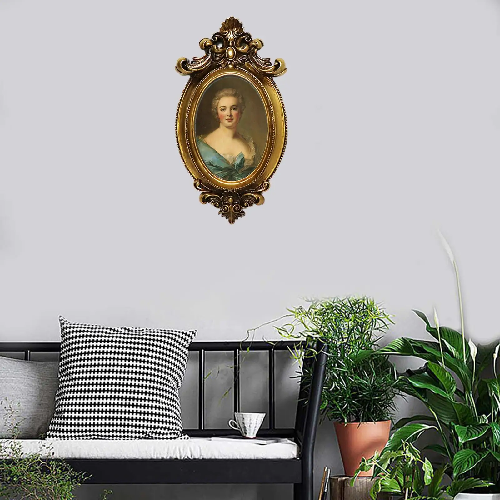 European Antique Oval Resin Photo Frame Creative Photo Frames Home Decor Old-fashioned Wall-mounted Gold Picture Frame