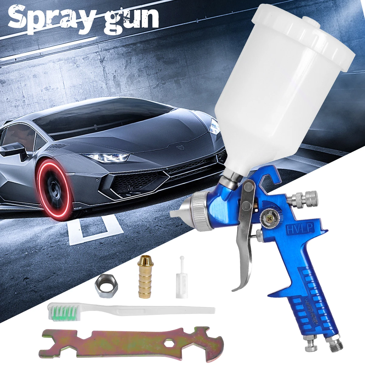 WENXING 1.4 1.7mm Professional HVLP Air Spray Gun Paint Sprayer 600ml Gravity Feed Airbrush Kit Car Furniture Painting Tool kkmoon professional gravity feed dual action airbrush set