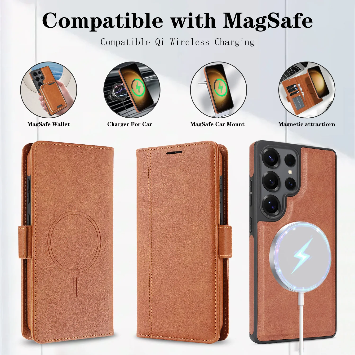Magnetic Detachable Phone Case with Wireless Charging and Card Slot