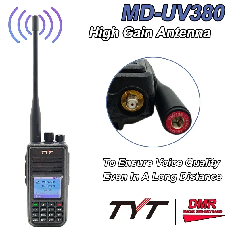 TYT MD-380 DMR 핸디형 듀얼 밴드 디지털 무전기 UHF/VHF 장거리 양방향 무전기 (야외용 FM 변조 GMRS 타입)