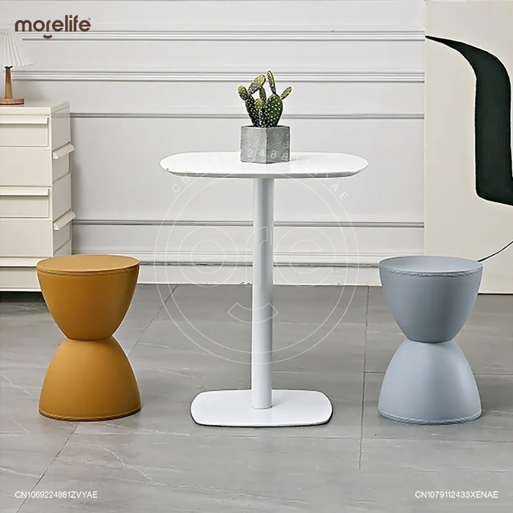 

Plastic Circular Coffee Table Modern Portable Restaurant Dining Stools Leisure Simple Hourglass Shoes Change Bench Furniture