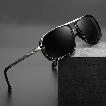 Polarizado punk óculos de sol dos homens do vintage moda steampunk quadrado óculos de sol masculino condução googles verão viajar tons uv400 1