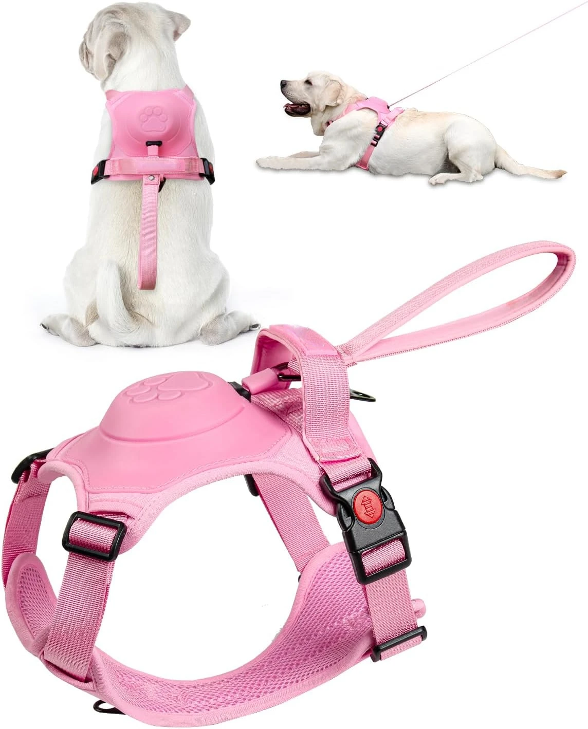 Pet Harness Set ATUBAN Dog Harness Medium Dogs No-Pull Built-in Retractable Leash Heavy Duty Front Clip