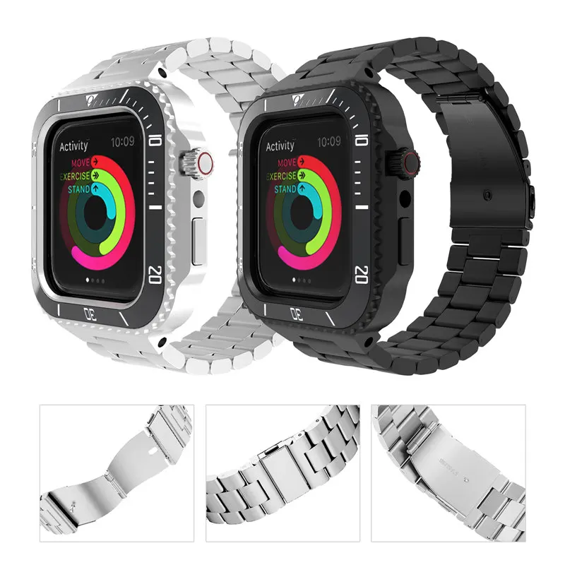 Per Apple Watch Series 7 6 5 4 SE originale Hualimei Kit di modifica AP in  acciaio inossidabile di lusso custodia protettiva custodia per cinturino -  AliExpress