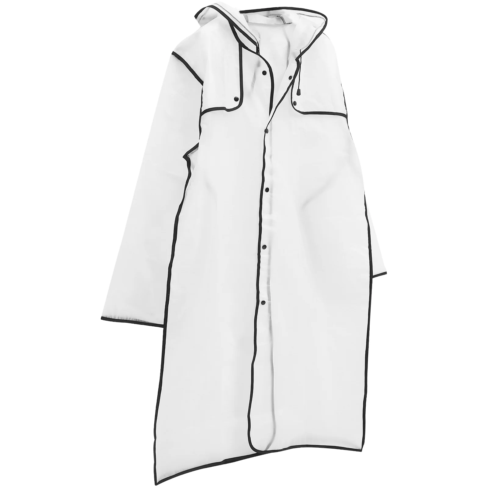 

Hooded Rain Coat Transparent Raincoat Lightweight Rainwear Black Slicker Mid-long Jacket