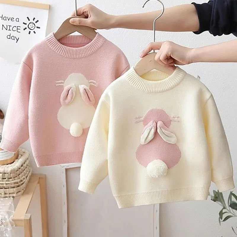 Girls Sweet Rabbit Knit Sweater Tops for Spring