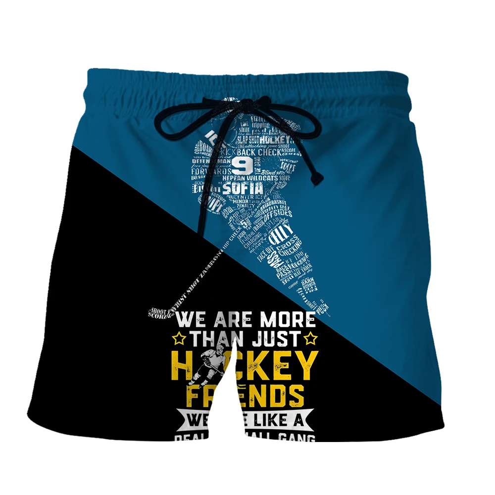 SONSPEE Sports Game Hockey 3D Print Men's Beach Shorts Casual Hip Hop Short Pants Street Fashion Trend Oversized Baggy Shorts