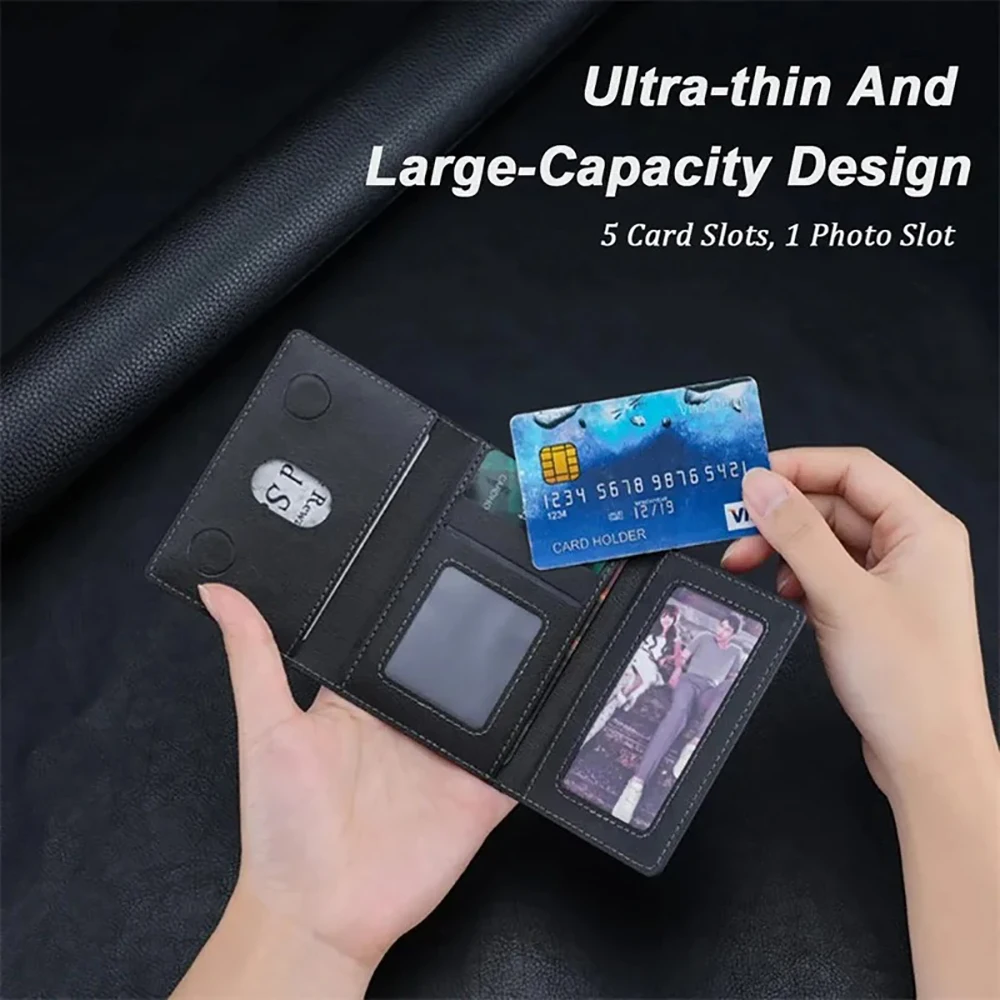 Magnetic Shut PU Leather Wallet Card Holder for Business Credit Cards Visiting Card Case Stitched Design Suitable for Men Women